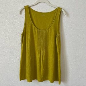 Eileen Fisher 100% Linen Pintuck Tank Top Yellow Size Medium Coastal Lagenlook